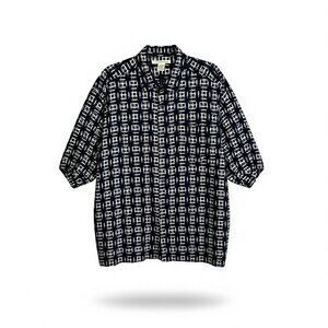 Knightsbridge Shirt Men's Vintage Blue Graphic Print Button Front Size Large